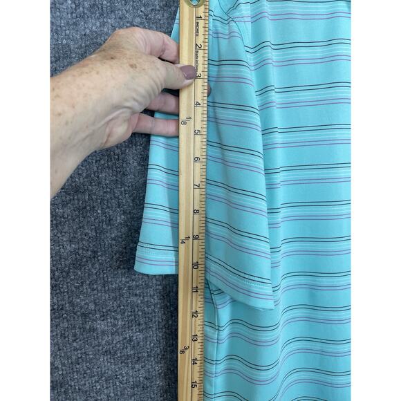 Masters Tech Augusta National Polo Shirt Mens M Stripe Golf Performance Popover - Picture 11 of 11